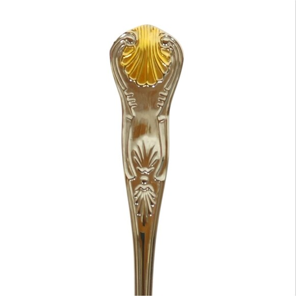 Vintage Silver Pie Server Cake Server with Engraved Design and Gold Design - Picture 4 of 12